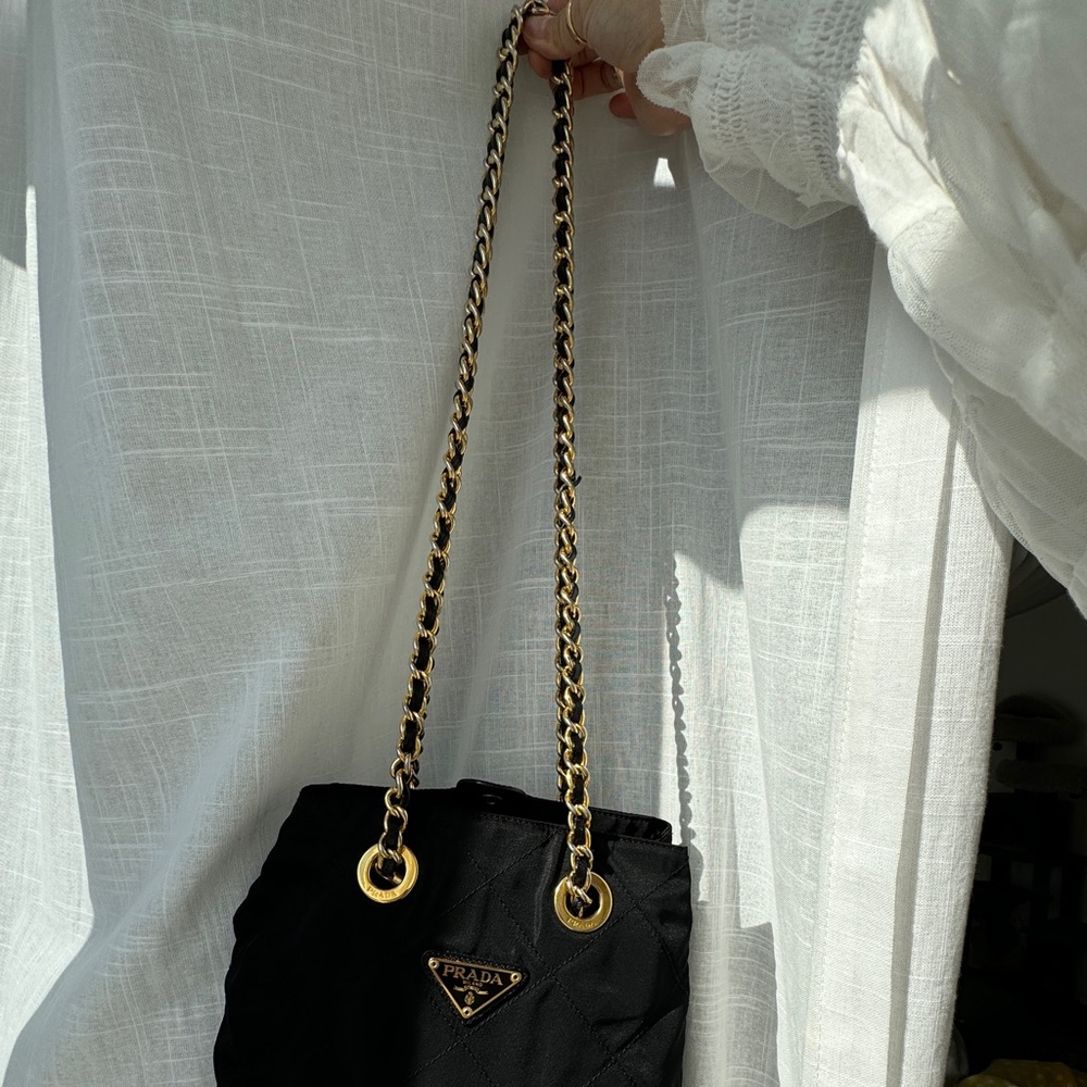 Prada Vintage Black Nylon Quilted Shoulder Bag - Picture 2 of 9